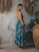 Women's Vacation Tie-Dye Print Spaghetti Strap Backless Midi Dress ZMZ1140E3XT