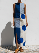 Women's Casual Retro Cotton-Linen Printed With Round Neck Sleeveless Maxi Dress ZMZ1257E8ZYY