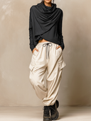 Women's Retro Casual Street Sports Cotton Long-Sleeved Top And Pants Set ZMZ1305E2ZJY