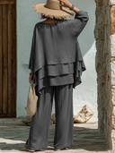 Women's Casual Cotton-Linen Long-Sleeve Top And Pants Two-Piece Set ZMZ1201E5XT