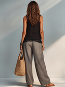 Women's Edgy Sleeveless Paneled Top And Wide-Leg Pants Set ZMZ1422E4SWL