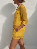 Women's Casual Vacation Style Chiffon Half-Zip Romper With Lining(Inner Tank Top Not Included) ZMZ1414E8YZH