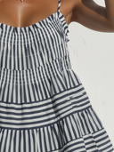 Women's Casual Vacation Style Stripe Tiered Cami & Shorts Two-Piece Set ZMZ1442E8YZH