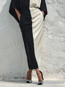 Women's Elegant Loose-Fit Color-Block Short-Sleeve Maxi Dress ZMZ1495E7XT