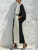 Women's Elegant Loose-Fit Color-Block Short-Sleeve Maxi Dress ZMZ1495E7XT