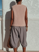 Women's Casual Effortless Bohemian Style Linen-Cotton & Knit Two-Piece Set ZMZ1505E2YZH