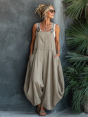 Women's Vintage Cotton-Linen Loose Wide-Leg Overalls ZMZ1944E0SWL