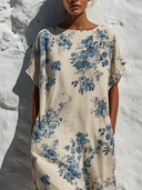 Women's Floral Print Crew Neck Short-Sleeve Maxi Dress ZMZ1948E7XT