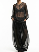 Women's Retro Casual Chiffon Loose Long-Sleeved Top And Pants Set ZMZ1943E3ZJY