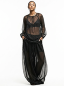 Women's Retro Casual Chiffon Loose Long-Sleeved Top And Pants Set ZMZ1943E3ZJY
