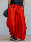 Women's Retro Casual Set: Cowl-Neck Satin Sleeveless Top And Cotton-Linen Wide-Leg Pants ZMZ1903E8ZYY