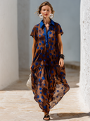 Women's Vintage-Style Elegant Chiffon Polka Dot Print Dress — Collared, Short-Sleeve, Loose-Fit Maxi Dress ZMZ1955E2ZYY