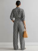 Women's Retro Casual Plaid Long-Sleeve Shirt And Pants Set ZMZ1551E3ZJY