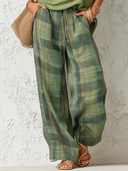Women's Retro Casual Plaid Pants ZMZ2078E2ZJY