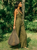 Women's Retro Casual Solid Color Cotton Linen Sleeveless Jumpsuit ZMZ1575E8ZJY
