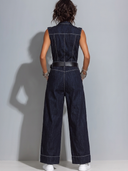 Women's Solid-Color Sleeveless Denim Jumpsuit (Belt Not Included) ZMZ1951E5XT