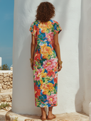 Women's Crew Neck Floral Print Short-Sleeve Midi Dress ZMZ1901E0XT