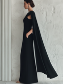 Women's Solid-Color One-Shoulder Maxi Dress With Streamer Detail ZMZ1918E7XT