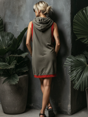 Women's Street-Style Casual Color-Block Sleeveless Hooded Mini Dress ZMZ2057E6SWL