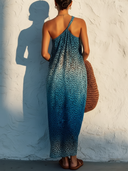Women's Bohemian Gradient Leopard Print Chiffon One-Shoulder Maxi Dress ZMZ2065E4YZH