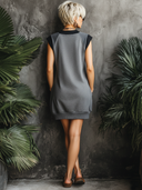 Women's Street-Style Casual Grey Stretchy Sleeveless Loose-Fit Mini Dress ZMZ2081E1SWL