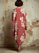 Women's Loose-Fit Striped & Floral Print V-Neck Short-Sleeve Midi Dress ZMZ2137E3XT