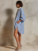 Women's Striped Casual Stand-Collar Mini Dress ZMZ2118E2XT