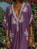 Women's Vacation V-Neck Printed Short-Sleeve Maxi Dress ZMZ2182E1XT