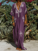 Women's Vacation V-Neck Printed Short-Sleeve Maxi Dress ZMZ2182E1XT
