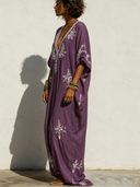 Women's Vacation V-Neck Printed Short-Sleeve Maxi Dress ZMZ2182E1XT