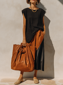 Women's Color-Block Spliced Top And Skirt Two-Piece Set ZMZ2128E2XT