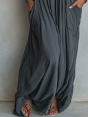 Women's Solid-Color Casual Halter-Neck Backless Maxi Dress ZMZ2159E6XT