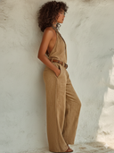 Women's Cotton-Linen Halter-Neck Casual Jumpsuit (Belt Not Included) ZMZ1359E6XT