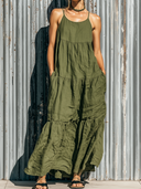 Women's Retro Casual Cotton Linen Ruffled Sleeveless Loose Maxi Dress ZMZ2216E8ZJY