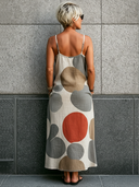 Women's Vacation & Casual Cotton-Linen Patterned Strappy Maxi Dress ZMZ2232E1SWL