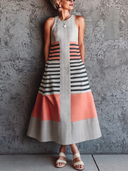 Women's Classic & Elegant Color-Block Sleeveless Maxi Dress ZMZ2218E3SWL