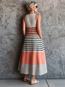 Women's Classic & Elegant Color-Block Sleeveless Maxi Dress ZMZ2218E3SWL
