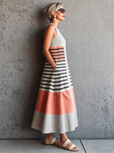 Women's Classic & Elegant Color-Block Sleeveless Maxi Dress ZMZ2218E3SWL