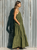 Women's Retro Casual Cotton Linen Ruffled Sleeveless Loose Maxi Dress ZMZ2216E8ZJY
