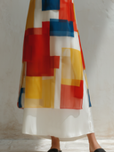 Women's Fashion & Casual Artistic Print Chiffon  Round Neck, Sleeveless, Maxi Dress ZMZ2130E2ZYY