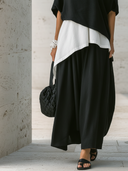Women's Fashion Retro Cotton-Linen Two-Piece Set: Asymmetrical Off-Shoulder Short-Sleeve Top And Skirt ZMZ2197E3ZYY