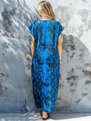 Women's Retro Casual Satin Snake Print Crew Neck T-Shirt Short Sleeve Midi Dress ZMZ2299E9ZJY