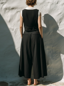 Women's Minimalist Old Money Style Linen-Cotton V-Neck Vest, Sleeveless Shirt & Wide-Leg Culottes Three-Piece Set ZMZ2170E2YZH