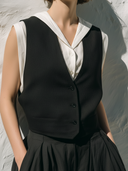 Women's Minimalist Old Money Style Linen-Cotton V-Neck Vest, Sleeveless Shirt & Wide-Leg Culottes Three-Piece Set ZMZ2170E2YZH