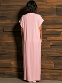 Women's Retro Casual Cotton Crew Neck Loose Pocket Short Sleeve T-Shirt Dress ZMZ2024E4ZJY