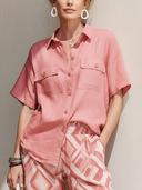 Women's Stylish Casual Cotton-Linen Set: Sleeveless Pocket Shirt And Printed Wide-Leg Pants ZMZ2308E5ZYY