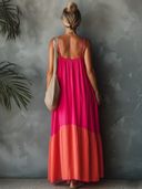 Women's Casual & Vibrant Color-Block Spaghetti Strap Loose Maxi Dress ZMZ2325E7SWL