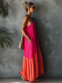 Women's Casual & Vibrant Color-Block Spaghetti Strap Loose Maxi Dress ZMZ2325E7SWL
