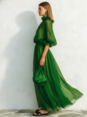 Women's Retro Casual Elegant Chiffon Five-Quarter Sleeve Maxi Dress ZMZ2317E0ZJY