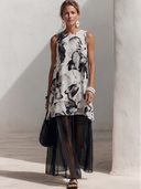 Women's Elegant Retro Chiffon Printed Sleeveless Round-Neck Loose-Fit Maxi Dress ZMZ2390E6ZYY